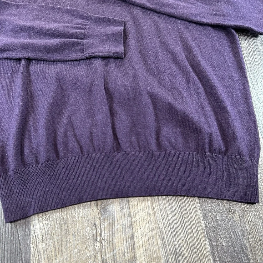 Banana Republic Silk Blend Long Sleeve V-Neck‎ Sweater Men's Size L Dark Purple